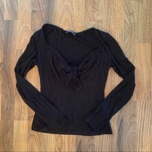 Tie-front Long Sleeve Top